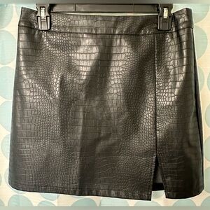 Micas Croc-effect Leather Slit Mini Skirt, Black, Medium